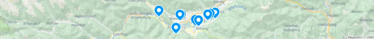 Kartenansicht für Apotheken-Notdienste in der Nähe von Obdach (Murtal, Steiermark)
